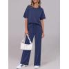 image:imageANRABESS Womens Lounge Sets 2 Piece Outfits 2026 Summer Casual Short Sleeve Sweatsuits Matching Tracksuits Wide Leg Pant SetNavy Blue
