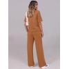 image:imageANRABESS Womens Lounge Sets 2 Piece Outfits 2026 Summer Casual Short Sleeve Sweatsuits Matching Tracksuits Wide Leg Pant SetRust