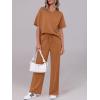 image:imageANRABESS Womens Lounge Sets 2 Piece Outfits 2026 Summer Casual Short Sleeve Sweatsuits Matching Tracksuits Wide Leg Pant SetRust