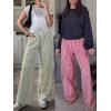 image:imageANRABESS Womens Palazzo Pants Striped amp Gingham Lounge amp Casual Cute Pajama Pants Wide Leg High Waisted PocketsArmy Green White Plaid
