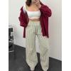 image:imageANRABESS Womens Palazzo Pants Striped amp Gingham Lounge amp Casual Cute Pajama Pants Wide Leg High Waisted PocketsArmy Green White Plaid