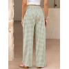 image:imageANRABESS Womens Palazzo Pants Striped amp Gingham Lounge amp Casual Cute Pajama Pants Wide Leg High Waisted PocketsArmy Green White Plaid