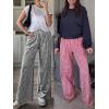 image:imageANRABESS Womens Palazzo Pants Striped amp Gingham Lounge amp Casual Cute Pajama Pants Wide Leg High Waisted PocketsBlack White Plaid