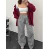 image:imageANRABESS Womens Palazzo Pants Striped amp Gingham Lounge amp Casual Cute Pajama Pants Wide Leg High Waisted PocketsBlack White Plaid