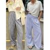 image:imageANRABESS Womens Palazzo Pants Striped amp Gingham Lounge amp Casual Cute Pajama Pants Wide Leg High Waisted PocketsBlack White Stripe