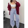 image:imageANRABESS Womens Palazzo Pants Striped amp Gingham Lounge amp Casual Cute Pajama Pants Wide Leg High Waisted PocketsBlue White Plaid