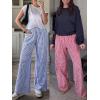 image:imageANRABESS Womens Palazzo Pants Striped amp Gingham Lounge amp Casual Cute Pajama Pants Wide Leg High Waisted PocketsBlue White Plaid