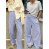 image:imageANRABESS Womens Palazzo Pants Striped amp Gingham Lounge amp Casual Cute Pajama Pants Wide Leg High Waisted PocketsBlue White Stripe