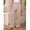 image:imageANRABESS Womens Palazzo Pants Striped amp Gingham Lounge amp Casual Cute Pajama Pants Wide Leg High Waisted PocketsLight Brown White Plaid