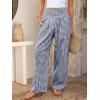 image:imageANRABESS Womens Palazzo Pants Striped amp Gingham Lounge amp Casual Cute Pajama Pants Wide Leg High Waisted PocketsNavy Blue White Plaid
