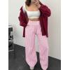 image:imageANRABESS Womens Palazzo Pants Striped amp Gingham Lounge amp Casual Cute Pajama Pants Wide Leg High Waisted PocketsPink White Plaid