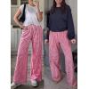 image:imageANRABESS Womens Palazzo Pants Striped amp Gingham Lounge amp Casual Cute Pajama Pants Wide Leg High Waisted PocketsRed White Plaid