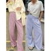 image:imageANRABESS Womens Palazzo Pants Striped amp Gingham Lounge amp Casual Cute Pajama Pants Wide Leg High Waisted PocketsRed White Stripe