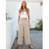 image:imageANRABESS Womens Pants Wide Leg High Waisted Palazzo Pants Summer Flowy Beach Lounge Casual Trousers with PocketsAlmond