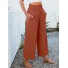 image:imageANRABESS Womens Pants Wide Leg High Waisted Palazzo Pants Summer Flowy Beach Lounge Casual Trousers with PocketsBrick Red