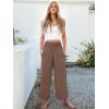 image:imageANRABESS Womens Pants Wide Leg High Waisted Palazzo Pants Summer Flowy Beach Lounge Casual Trousers with PocketsCoffee Brown