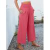 image:imageANRABESS Womens Pants Wide Leg High Waisted Palazzo Pants Summer Flowy Beach Lounge Casual Trousers with PocketsCoral