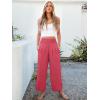 image:imageANRABESS Womens Pants Wide Leg High Waisted Palazzo Pants Summer Flowy Beach Lounge Casual Trousers with PocketsCoral