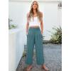 image:imageANRABESS Womens Pants Wide Leg High Waisted Palazzo Pants Summer Flowy Beach Lounge Casual Trousers with PocketsLake