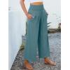 image:imageANRABESS Womens Pants Wide Leg High Waisted Palazzo Pants Summer Flowy Beach Lounge Casual Trousers with PocketsLake