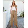 image:imageANRABESS Womens Pants Wide Leg High Waisted Palazzo Pants Summer Flowy Beach Lounge Casual Trousers with PocketsLight Brown Khaki