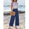 image:imageANRABESS Womens Pants Wide Leg High Waisted Palazzo Pants Summer Flowy Beach Lounge Casual Trousers with PocketsNavy Blue