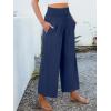 image:imageANRABESS Womens Pants Wide Leg High Waisted Palazzo Pants Summer Flowy Beach Lounge Casual Trousers with PocketsNavy Blue