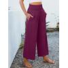 image:imageANRABESS Womens Pants Wide Leg High Waisted Palazzo Pants Summer Flowy Beach Lounge Casual Trousers with PocketsPurple Red