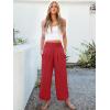 image:imageANRABESS Womens Pants Wide Leg High Waisted Palazzo Pants Summer Flowy Beach Lounge Casual Trousers with PocketsRed