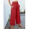 image:imageANRABESS Womens Pants Wide Leg High Waisted Palazzo Pants Summer Flowy Beach Lounge Casual Trousers with PocketsRed