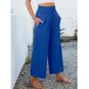 image:imageANRABESS Womens Pants Wide Leg High Waisted Palazzo Pants Summer Flowy Beach Lounge Casual Trousers with PocketsRoyal Blue