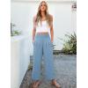image:imageANRABESS Womens Pants Wide Leg High Waisted Palazzo Pants Summer Flowy Beach Lounge Casual Trousers with PocketsSky