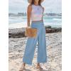 image:imageANRABESS Womens Pants Wide Leg High Waisted Palazzo Pants Summer Flowy Beach Lounge Casual Trousers with PocketsSky