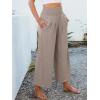 image:imageANRABESS Womens Pants Wide Leg High Waisted Palazzo Pants Summer Flowy Beach Lounge Casual Trousers with PocketsWheet