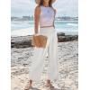 image:imageANRABESS Womens Pants Wide Leg High Waisted Palazzo Pants Summer Flowy Beach Lounge Casual Trousers with PocketsWhite