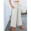 image:imageANRABESS Womens Pants Wide Leg High Waisted Palazzo Pants Summer Flowy Beach Lounge Casual Trousers with PocketsWhite