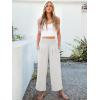 image:imageANRABESS Womens Pants Wide Leg High Waisted Palazzo Pants Summer Flowy Beach Lounge Casual Trousers with PocketsWhite