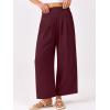 image:imageANRABESS Womens Pants Wide Leg High Waisted Palazzo Pants Summer Flowy Beach Lounge Casual Trousers with PocketsWine Red