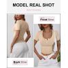 image:imageANRABESS Womens Short Sleeve Henley Shirts Ribbed Slim Fitted Tee Summer Work Tops 2026 Button Blouse Spring Vacation ClothesApricot