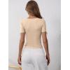 image:imageANRABESS Womens Short Sleeve Henley Shirts Ribbed Slim Fitted Tee Summer Work Tops 2026 Button Blouse Spring Vacation ClothesApricot