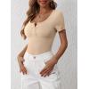 image:imageANRABESS Womens Short Sleeve Henley Shirts Ribbed Slim Fitted Tee Summer Work Tops 2026 Button Blouse Spring Vacation ClothesApricot
