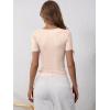 image:imageANRABESS Womens Short Sleeve Henley Shirts Ribbed Slim Fitted Tee Summer Work Tops 2026 Button Blouse Spring Vacation ClothesBeige