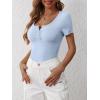 image:imageANRABESS Womens Short Sleeve Henley Shirts Ribbed Slim Fitted Tee Summer Work Tops 2026 Button Blouse Spring Vacation ClothesBlue