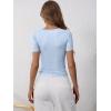 image:imageANRABESS Womens Short Sleeve Henley Shirts Ribbed Slim Fitted Tee Summer Work Tops 2026 Button Blouse Spring Vacation ClothesBlue