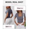 image:imageANRABESS Womens Short Sleeve Henley Shirts Ribbed Slim Fitted Tee Summer Work Tops 2026 Button Blouse Spring Vacation ClothesCharcoal