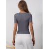 image:imageANRABESS Womens Short Sleeve Henley Shirts Ribbed Slim Fitted Tee Summer Work Tops 2026 Button Blouse Spring Vacation ClothesCharcoal