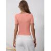 image:imageANRABESS Womens Short Sleeve Henley Shirts Ribbed Slim Fitted Tee Summer Work Tops 2026 Button Blouse Spring Vacation ClothesCoral