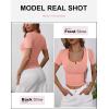 image:imageANRABESS Womens Short Sleeve Henley Shirts Ribbed Slim Fitted Tee Summer Work Tops 2026 Button Blouse Spring Vacation ClothesCoral