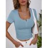 image:imageANRABESS Womens Short Sleeve Henley Shirts Ribbed Slim Fitted Tee Summer Work Tops 2026 Button Blouse Spring Vacation ClothesDeep Blue