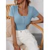 image:imageANRABESS Womens Short Sleeve Henley Shirts Ribbed Slim Fitted Tee Summer Work Tops 2026 Button Blouse Spring Vacation ClothesDeep Blue